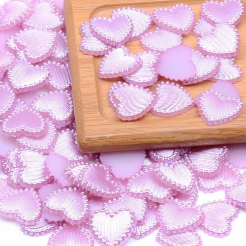 1000pcs 14mm Heart Shape Flatback Half Pearls Rhinestone For Nail Art Cellphone DIY Jewelry Crafts Decorations