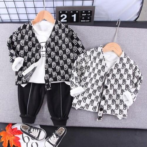 Boys Clothes Sets Spring Autumn Children Fashion Cotton Coats T-Shirts Pants 3pcs Tracksuits For Baby Kds Christmas Outdits 4Y