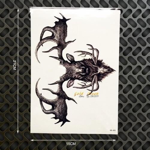 1PC 3D Hot Horn of Deer Designs Flash Tattoo Water Transfer Fake Tattoo GHB490 Men Women Sexy Tatoo Back Neck Selfie Home Decor