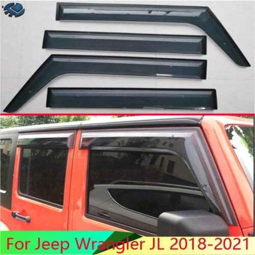 For Jeep Wrangler JL 2018-2021 Car Accessories Plastic Exterior Visor Vent Shades Window Sun Rain Guard Deflector 4pcs