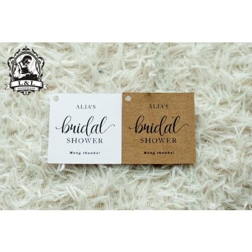 #42 200 pcs 5x5cm square kraft/white paper label wedding favor tags attend a wedding Label customization