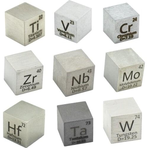 9pcs Element Cube Set 10mm Metal Density Cubes for Daily Metals Periodic Table Collection V Ni Ta Mo Cr W Ti Zr Hf