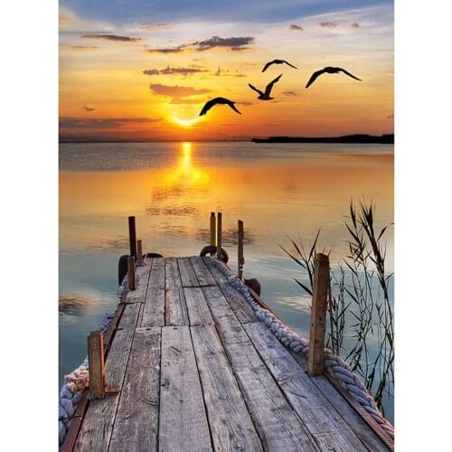 Diy Diamond Painting Cross Stitch Seagulls Setting Sun Diamond Embroidery Square Mosaic Decor Natural Landscape