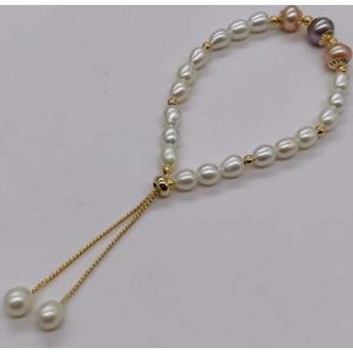 Handcraft 5-6mm & 8-9mm Mixed Freshwater Cultured Pearl Bracelet Fashion Style