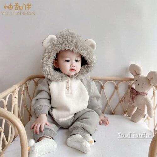 Baby Jumpsuit Set Baby Girl Suit Boy Kids Winter Clothes Cute Lion Romper Girl Toddler Warm Outwear Children Clothing