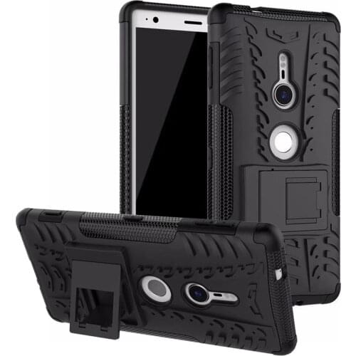 Hybrid Heavy Duty Rugged Shockproof Full-Body Protective Armor tough Kickstand Case for Sony Xperia XZ2