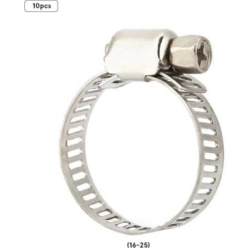 10pcs/set Screw Band Hose Clamps Stainless Steel Adjustable Pipe Clamps Fuel Line Worm Gear Clips Hardware