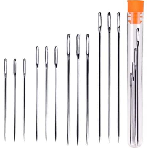 LMDZ 12 Pcs Large Eye Sewing Needles, 9 Pcs Sewing Sharp Needles and 3 Pcs Long Sewing Needles, Hand Stitching Needle