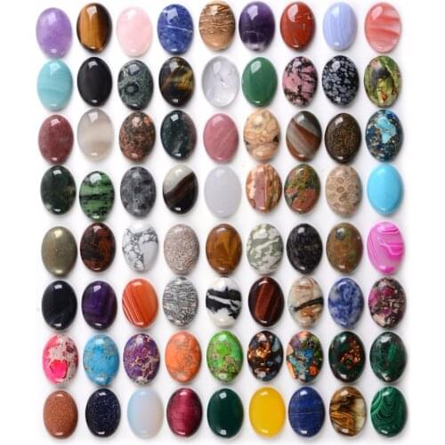 Wholesale All Natural 20pcs Multi-color 18x25mm Gem stone Oval Cab Cabochon For Jewelry Making Mixed lot