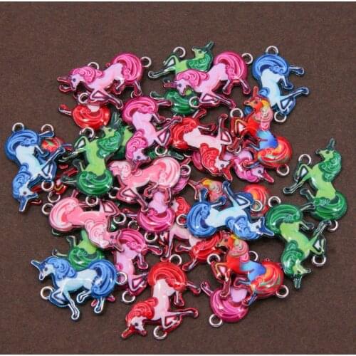 5pcs mixed color Enamel drip lucky animal unicorn bracelet connector womens girls DIY jewelry making bracelet accessories whole