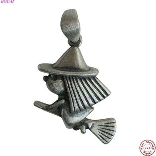 BOCAI Solide Sterling silver S925 pendant 2021 newretro fashion personality art female Thai silver small Pendant for women