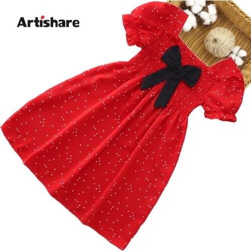 Summer Dress For Girls Big Bow Girls' Dresses Heart Pattern Children Party Dresses Casual Style Girls Costumes Kids