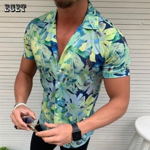 Summer streetwear fashion mens shirt hip-hop casual lapel quick-drying short-sleeved shirt brand mens clothing