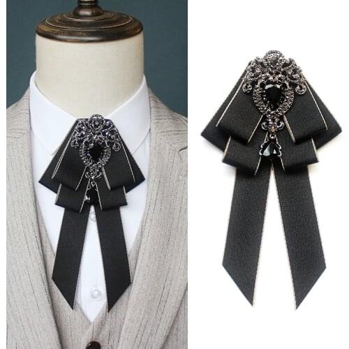 Mab Fashion Red Ribbon Bow Brooch Rhinestone Crystal Fabric Cloth Art Luxury Wedding Dress Pins And Brooches Gift For Women