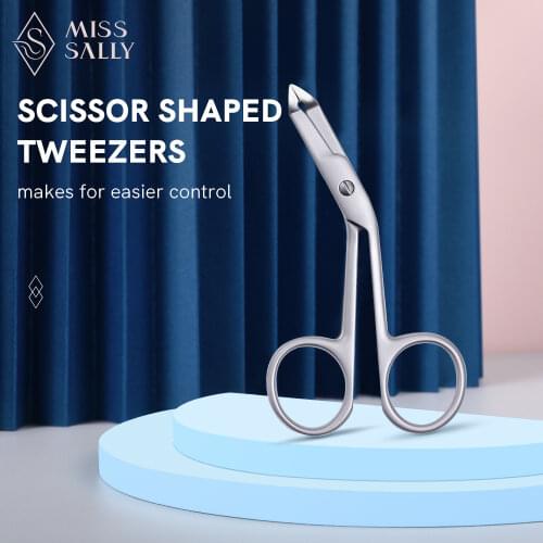 Miss Sally Eyebrow Tweezers Scissors Shaped Eyebrow Straight Flat Tip Tweezers Hair Plucker Hairgripping Eyebrow Tweezers