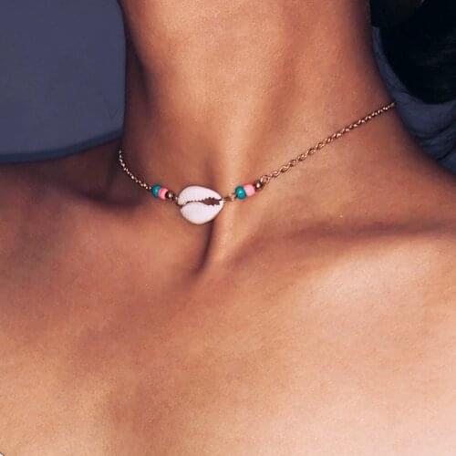 Fashion Beads Natural Seashell Choker Necklace Collar Necklace Shell Pendant Necklaces for Summer Beach Conch Jewelry Gifts 2020