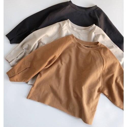 Japan Korean Style Autumn Baby Girls Boys Long Sleeve Cotton T-shirt Fashion Casual Tops Children Clothing Kids Pullover Coat