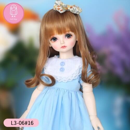 Wig For Doll BJD Long curly 8.6 inch 1/4 Doll BJD RL Doll Holiday Ribbon Lovely Wig in beauty The princess hair L3-06#16color