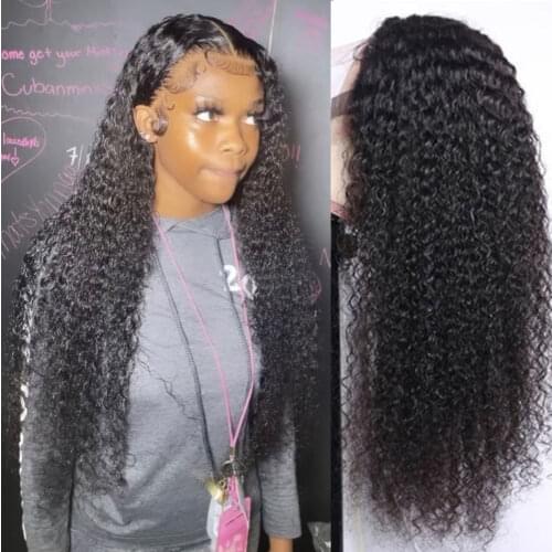 30Inch Kinky Curly Human Hair Wigs 4X4 Lace Closure 150Density Virgin best curly human hair wig perruque affro cheveux naturelle