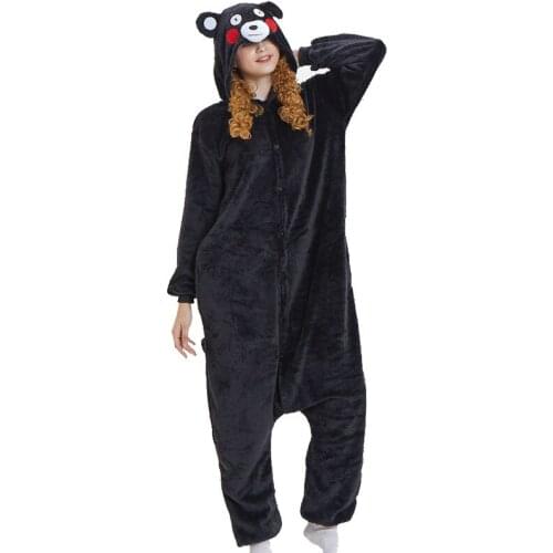Unisex Adults Animal Pajamas Anime Onesie Kumamon Bear Flannel Cartoon Cute Warm Cosplay Sleepwear