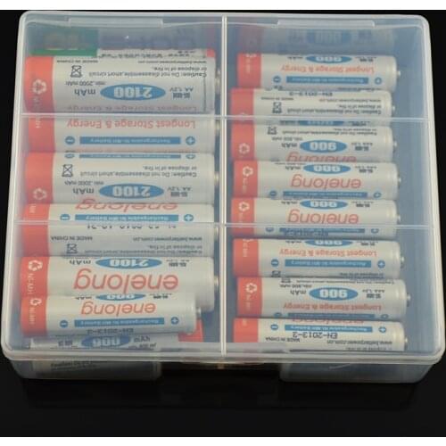 Super volume Transparent Plastic Battery Storage Box for placed 24pcs AA AAA Battery Holder Container coverd finish kit box