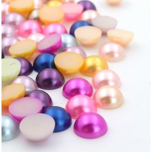 Dia 7mm/14mm Half Round Resin Flatback Pearl Beads For Jewelry Finding Phone Nail Diy Handmade Accessories Garment Beads