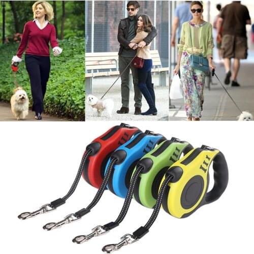 3/5M Durable Dog Leash Automatic Retractable Dog Lead Rope Nylon Extending Walking Running Lead Roulette Adjustable Pet Supplies