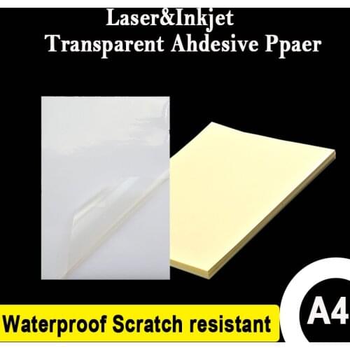 A4 Transparent Self Adhesive Sticker Paper For Inkjet Laser Printer PET Surface Waterproof Scratch Resistant