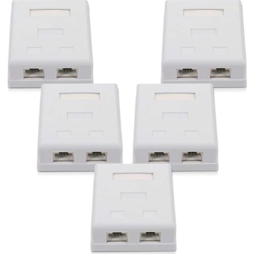 RJ45 Network Socket - Shielded Surface Mounted Double Wall Socket with CAT6A Ethernet LAN Cable Port for Network Cable