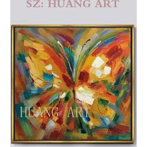 Handpainted Oil Painting Canvas Green Butterfly Wall Art Modern Abstract Animal Paintings on Canvas Home Decor Childrens room s