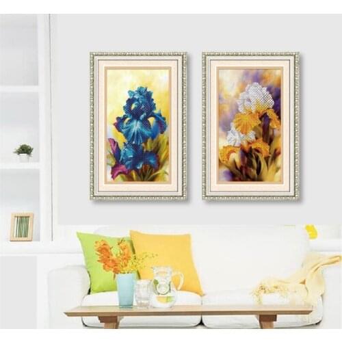 Needlework,DMC DIY Cross stitch,Embroidery kit set,Fantasy Iris floral Flower Cross-Stitch painting wedding gift wall decor