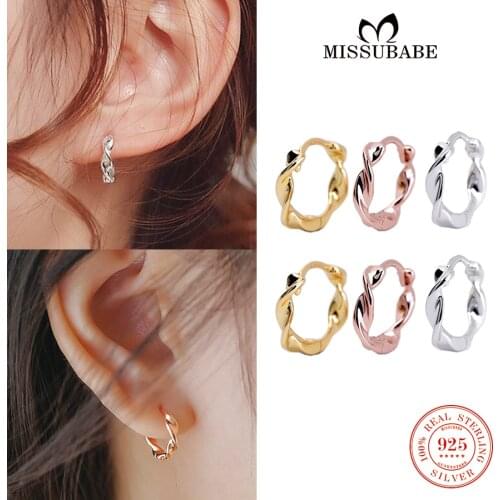 Hoop-Earrings S925 Sterling Silver Ear Hoops Irregular Round High Quality Circle Earring New fashion Jewelry for Women Girls