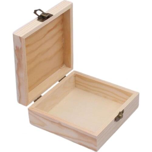 Jewelry Box Unpainted Wood storage Box Space-saving Handmade Gadgets Ring Earrings Trinket Storage Cases for Table