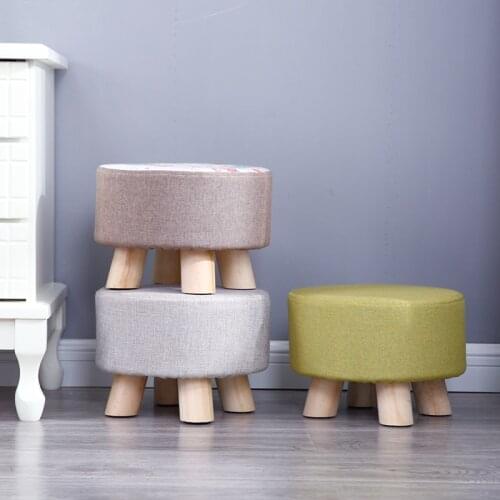 Fabric stool Fashion Household living room small mound sofa stool wooden small chair stool bedroom bench kids furniture
