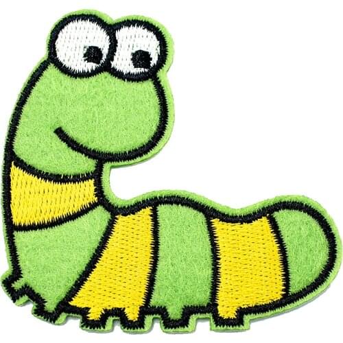 Caterpillar 6.5X6.7cm DIY Embroidered for Clothing Iron on Sew Applique Cute Patch Fabric Badge Garment DIY Apparel Accessories