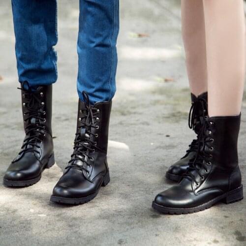 XEK 2019 New Arrival Combat Military Boots Womens Motorcycle Gothic Punk Combat lovers Boots Female Shoes YYJ75