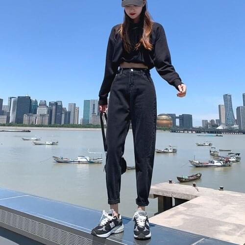 Woman Jeans Pants High Waist Loose Autumn And Winter Black Pantalones Vaqueros Mujer