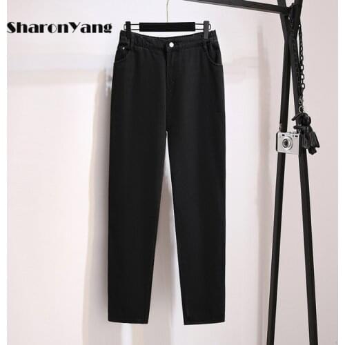 65-150kg Womens Plus Size Pencil Jeans Autumn Vintage High Waist Denim Pants Woman Jeans Black Mom Jeans Vaqueros Mujer