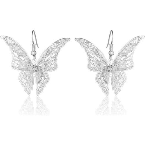 Women Fashion Elegant Cute Hollow Butterfly Hook Earrings