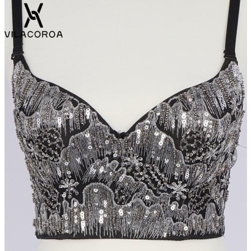 V-Neck Sling Camiso Women Luxury Corset Bra Nightclub Shiny Crop Tops Sexy Backless Skinny Camisoles Wedding Femme Clothes Vest