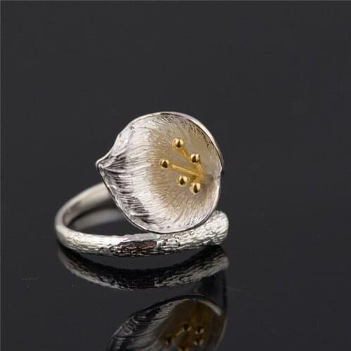 BESTLYBUY 100 Real 925 Sterling Silver Flower Blossom Finger Ring for Women Engagement Fashion Jewelry FREE SHIPPING