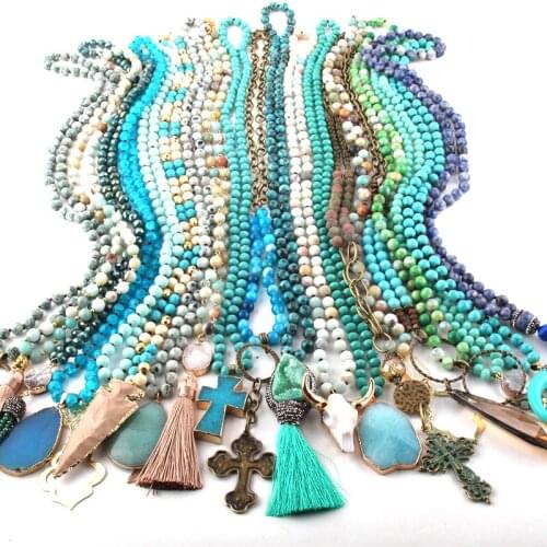 Wholesale Fashion Mix Color Blue Necklace Handmade Women Jewelry 20pc mix