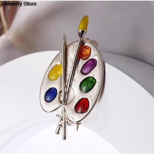 1PC Colorful Fashion Brooch Enamel Artist Decorative Palette Badge Unisex Children Dress Costume Sweater Bag Lapel Pins Gift