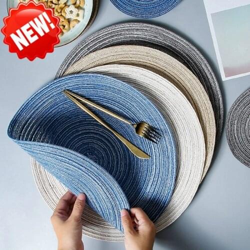 1PC Round Ramie Insulation Pad Solid Placemats Linen Non Slip Table Mats Kitchen Accessories Decoration Home Pad Coaster