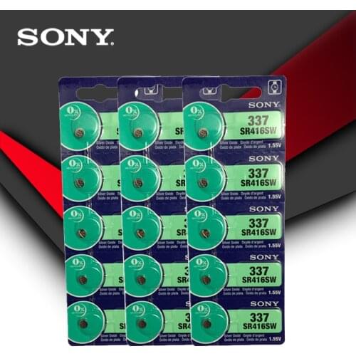 15pcs Sony 100% Original 337 SR416SW 1.55V Silver Oxide Watch Battery SR416SW 337 Button Coin Cell MADE IN JAPAN