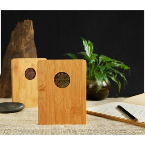16 x 12cm Classic Vintage Bamboo Bookends Wooden Book Block Hollow-out Book Organizer Book Frame Book Storage Rack Book Stand Bo
