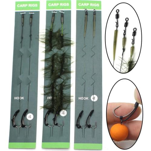 2pcs Carp Fishing Accessories Ready Made Hair Carp Rigs Braided Line Carp Fishing Hook For Carp Coarse Fishing Tackle Equipment