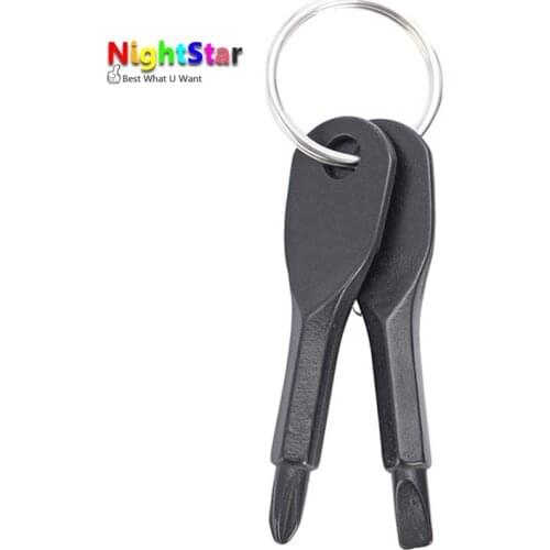 2piece Portable Stainless Steel Keychain New Arrival Flathead Key Ring Key Chain Screwdriver Keychain Silver/Black /Cross+Word