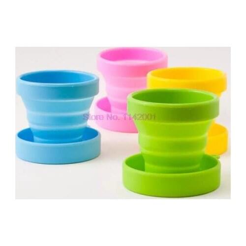200pcs Silicone Folding Cup Outdoor Camping Telescopic Collapsible Water Cup Coloured Portable Outdoor Coffee Handcup