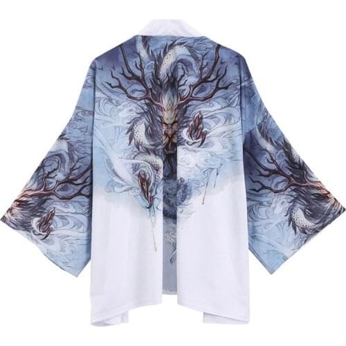 2020 Summer Japanese Kimono Traditional Men Women Couple Costume Cloak Loose Coat Robe Ukiyo Painted Japan Yukata Anime Clothing